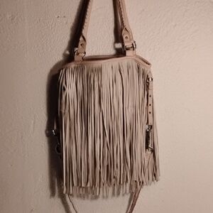 Steve Madden Fringe Tan Women's Bag Beige Pale Pink Trimming